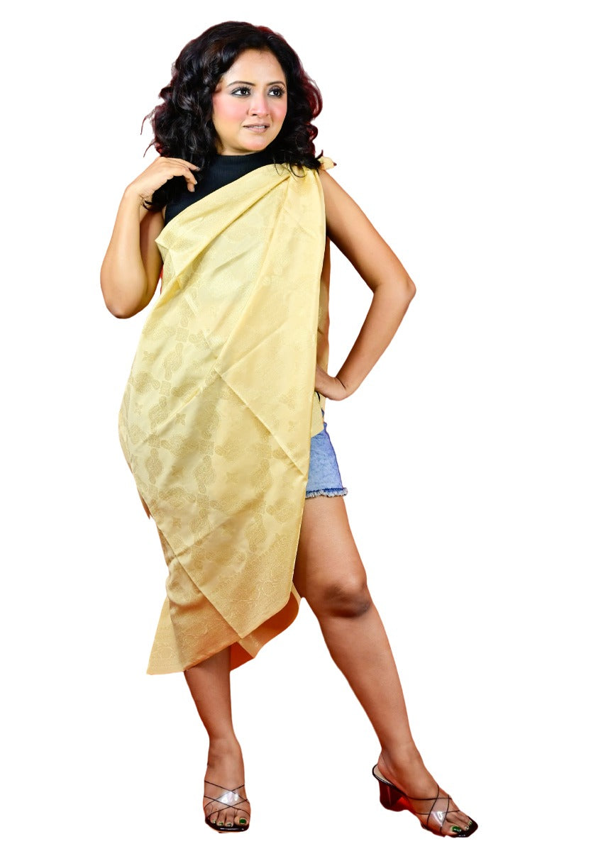 Fartila 081508 Golden Taffeta Silk Banarasi Dupatta