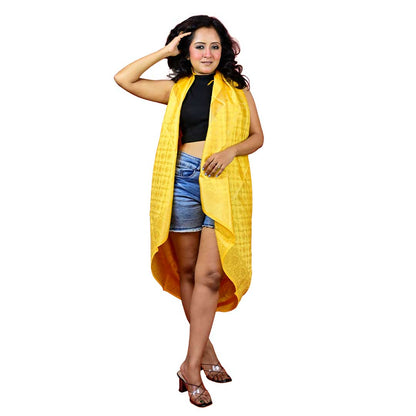 Fartila 081522 Yellow Taffeta Silk Banarasi Dupatta