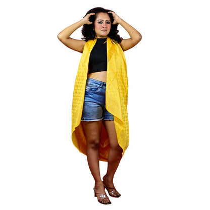 Fartila 081522 Yellow Taffeta Silk Banarasi Dupatta