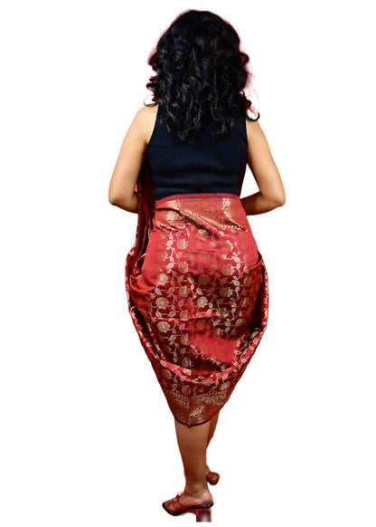 Fartila 081553 Maroon Taffeta Silk Banarasi Dupatta
