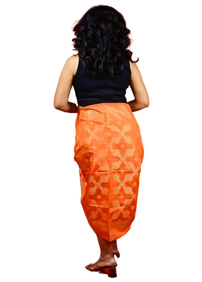 Fartila 081560 Orange Taffeta Silk Banarasi Dupatta