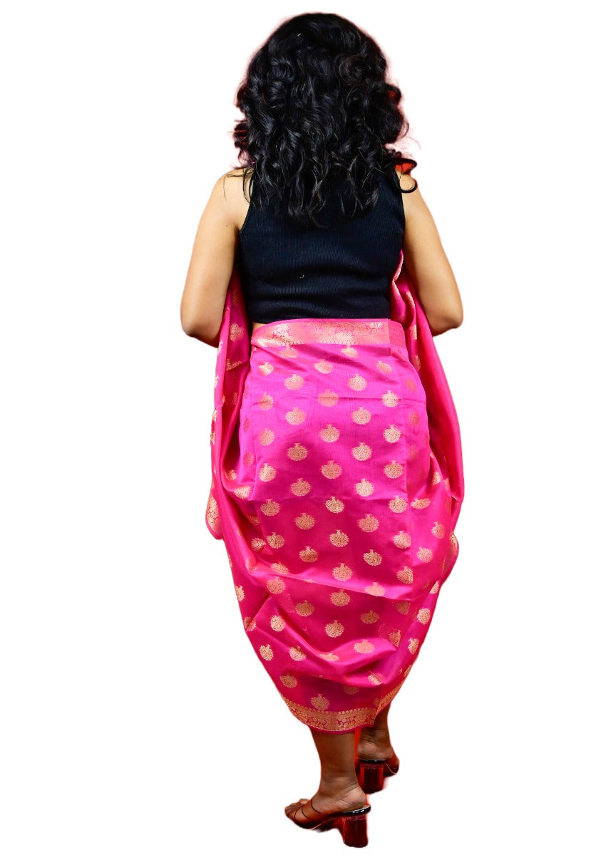 Fartila 081584 Pink Taffeta Silk Banarasi Dupatta
