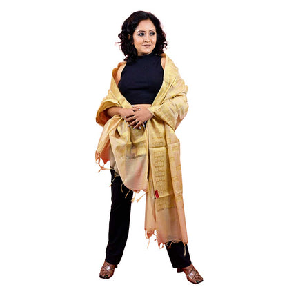 Fartila 081621 Golden Taffeta Silk Banarasi Dupatta
