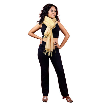 Fartila 081621 Golden Taffeta Silk Banarasi Dupatta