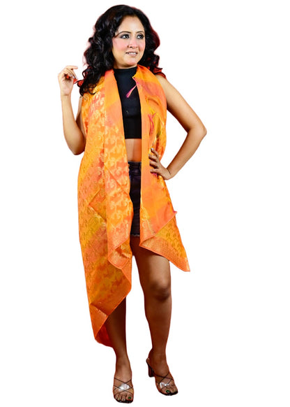Fartila 081645 Yellow Cotton Silk Banarasi Dupatta