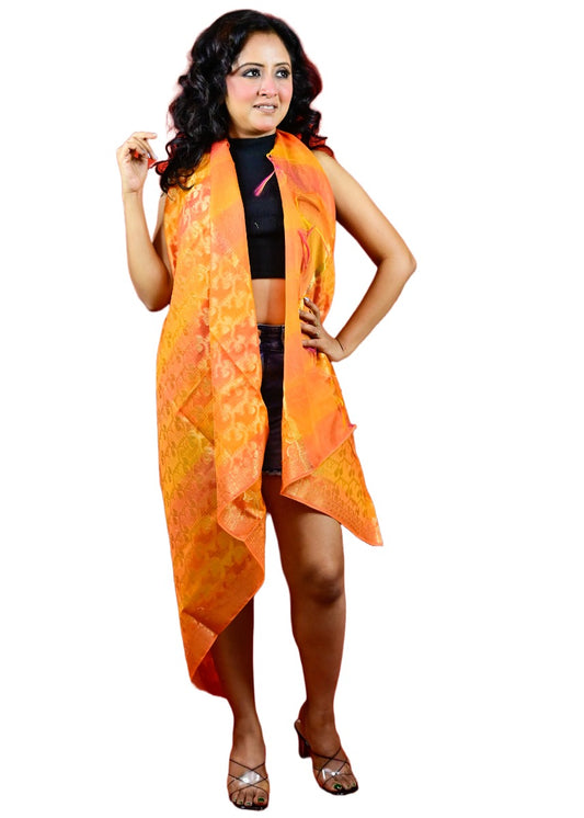 Fartila 081645 Yellow Cotton Silk Banarasi Dupatta