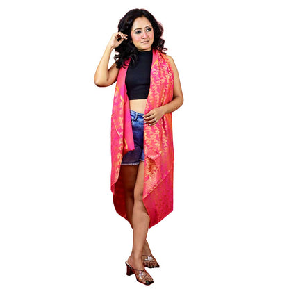 Fartila 081652 Pink Chanderi Silk Banarasi Dupatta