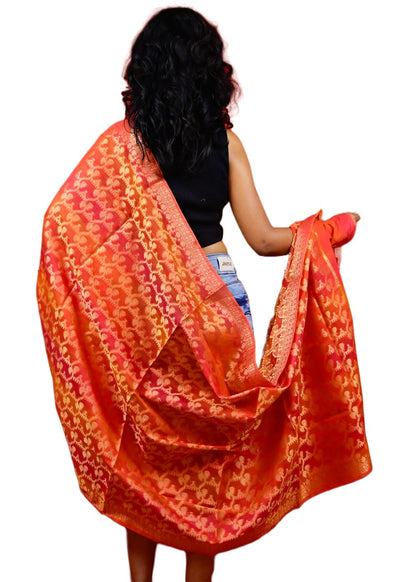 Fartila 081669 Red Chanderi Silk Banarasi Dupatta