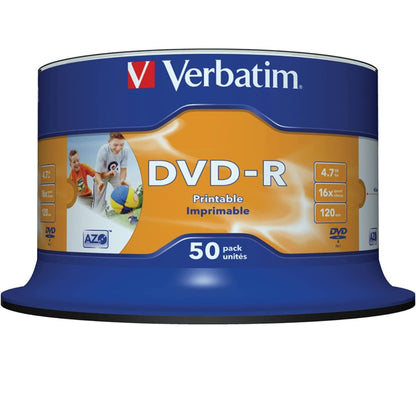 Verbatim DVD-R 4.7Gb 16x Spindle 50 Full Face printable no ID Branded No 43533