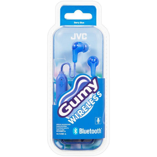 JVC HAFX9BT Gumy Elastomer Wireless Bluetooth In Ear Headphones - BLUE