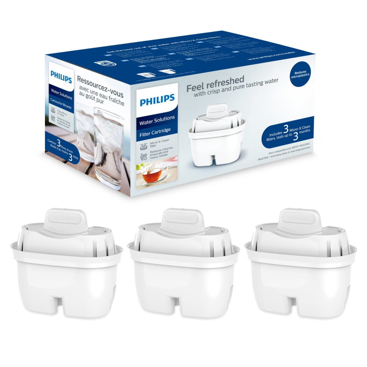 Philips AWP211 Micro X-clean Water Filter Cartridge Fits Maxta+, Pure Tasting Water, Pack of 3