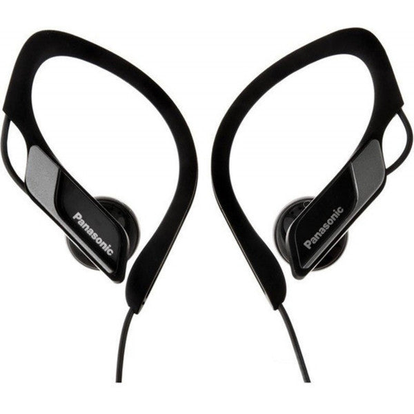 Panasonic RP-HS34 BLACK Water Resistant Sport Headphones Adjustable Ear Clip NEW