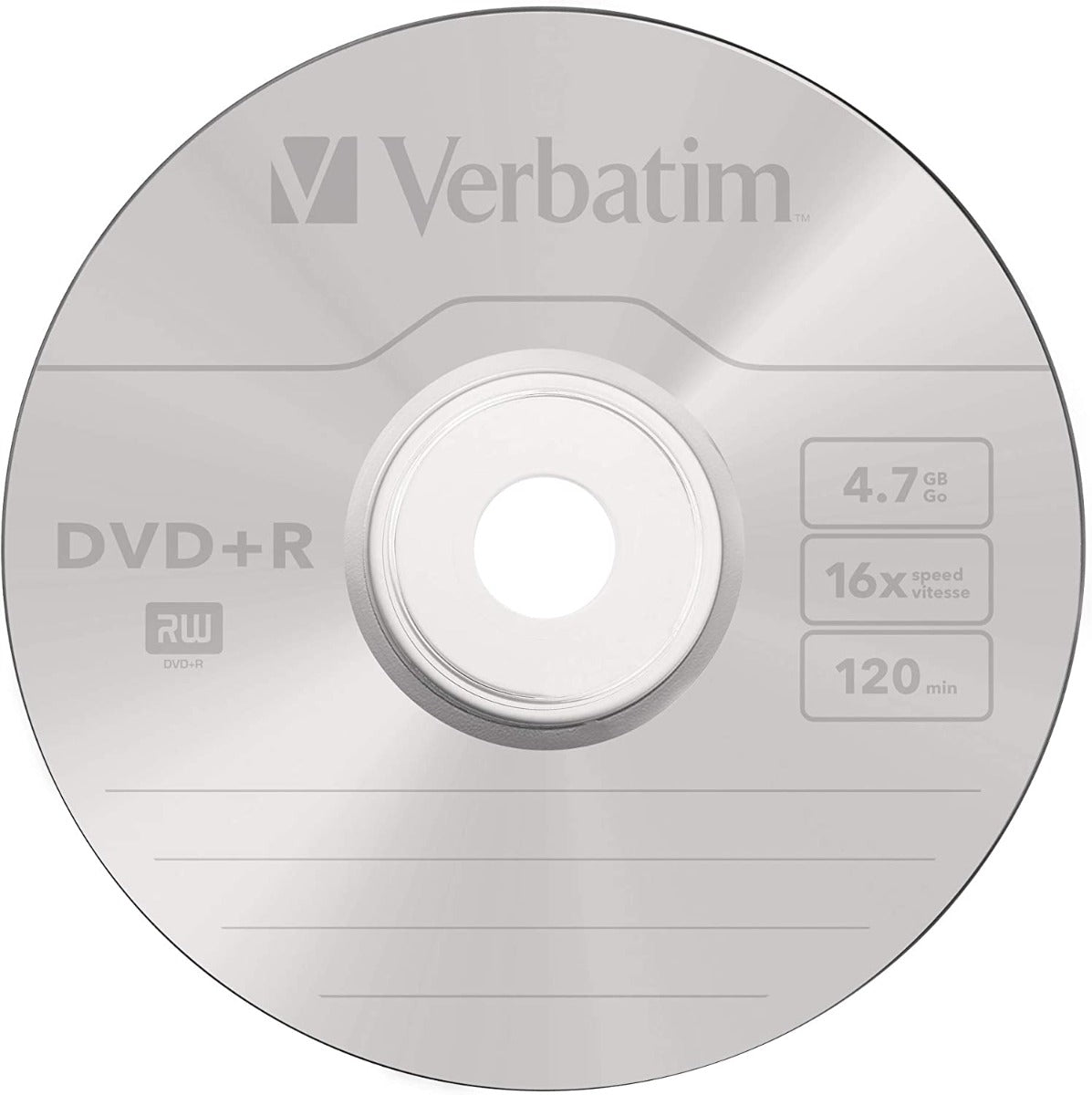 Verbatim DVD+R 4.7GB 16x Speed 120min Recordable DVD Disc Spindle Pack 50 (43550)