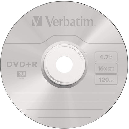 Verbatim DVD+R 4.7GB 16x Speed 120min Recordable DVD Disc Spindle Pack 50 (43550)