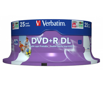 Verbatim DVD+R 8.5Gb 8x D/L Spindle 25 Printable 43667
