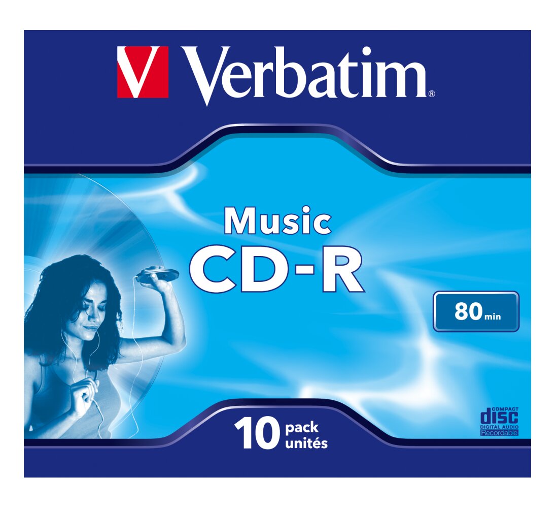 VERBATIM CD-R80 Audio Pack 10 CDR Recordable Discs 80min Blank Media