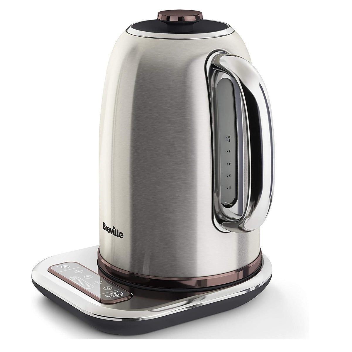 Breville Temperature Select Electric Kettle | 1.7 L | 3kW Fast Boil | Smart Digital Controls | Brushed Nickel I Silver/Grey