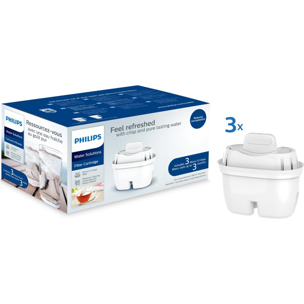 Philips AWP211 Micro X-clean Water Filter Cartridge Fits Maxta+, Pure Tasting Water, Pack of 3