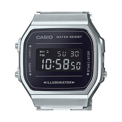 Casio A168WEM-1EF Classic Digital Watch - Silver with Black Case