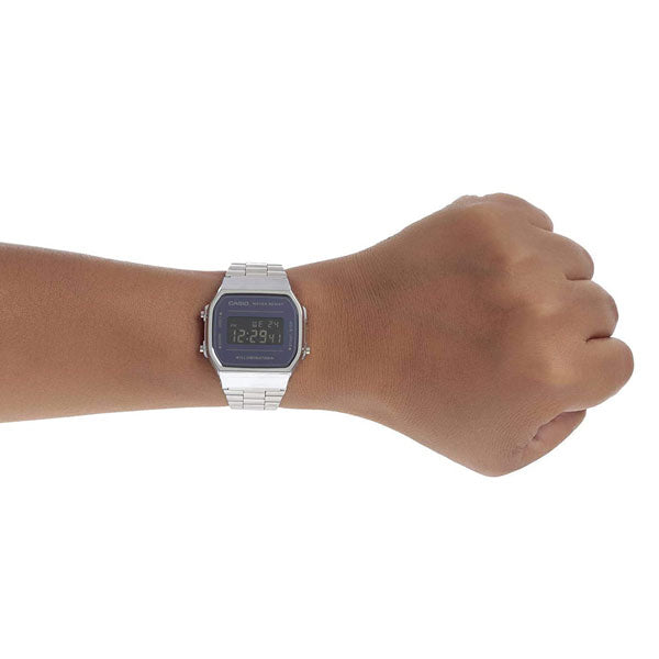 Casio A168WEM-1EF Classic Digital Watch - Silver with Black Case