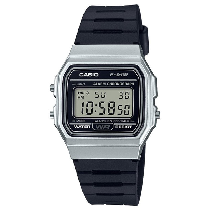 Casio F-91WM-7AEF Casual Digital Watch Black - Silver Plated Case
