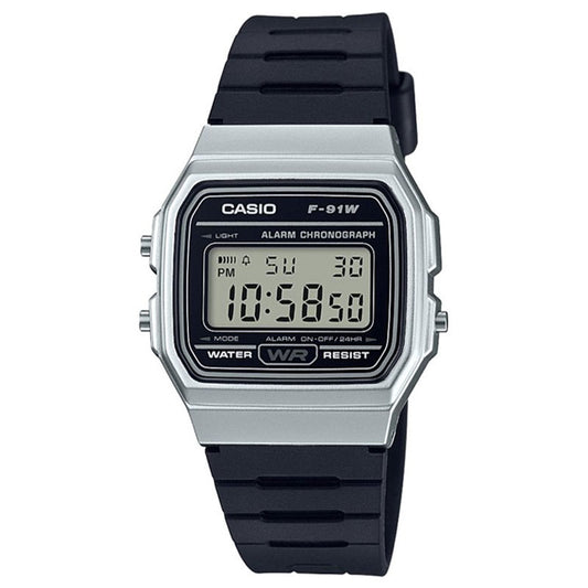 Casio F-91WM-7AEF Casual Digital Watch Black - Silver Plated Case