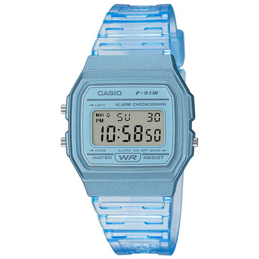 Casio F-91WS-2EF Classic Digital Watch Blue Skeleton Resin Band