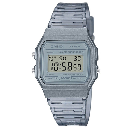 Casio F-91WS-8EF Classic Digital Watch Grey Skeleton Resin Band