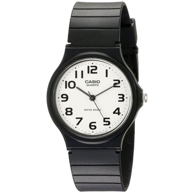 Casio MQ-24-7BLL Mens Analogue Watch with White Dial Black Resin Strap