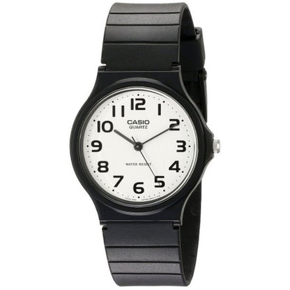Casio MQ-24-7BLL Mens Analogue Watch with White Dial Black Resin Strap