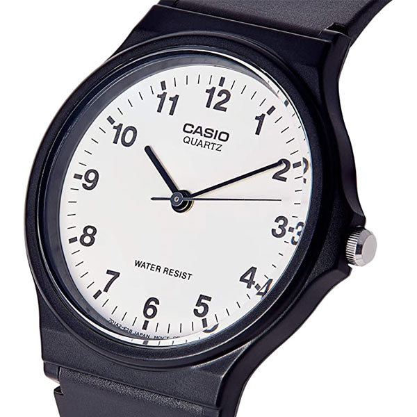 Casio MQ-24-7BLL Mens Analogue Watch with White Dial Black Resin Strap
