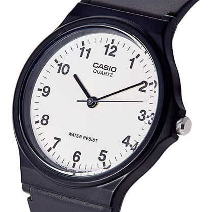 Casio MQ-24-7BLL Mens Analogue Watch with White Dial Black Resin Strap