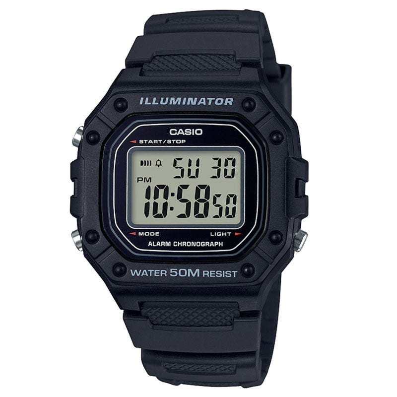 Casio W218H1AVEF Mens Digital Sports Watch - Black Resin