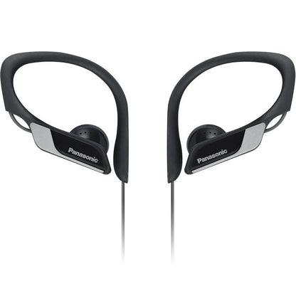 Panasonic RP-HS34 BLACK Water Resistant Sport Headphones Adjustable Ear Clip NEW