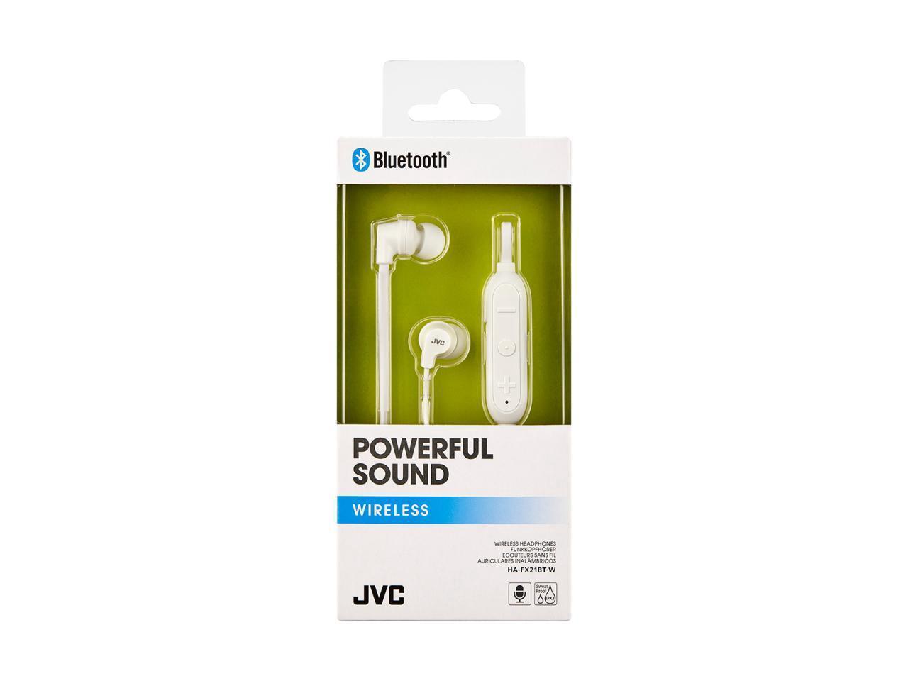JVC HAFX21BT Powerful Sound Wireless Bluetooth In Ear Headphones - White