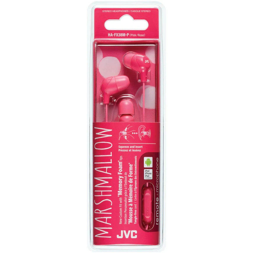 JVC HAFX38MP Pink Marshmallow Headphones