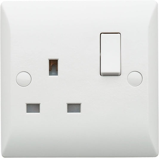 Superswitch SW1D1 1 Gang 13A Double Pole Switched Socket - White 12mm Front Plate