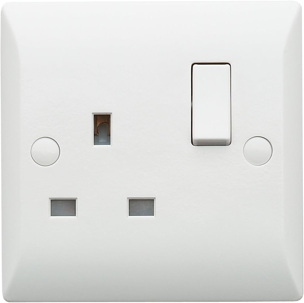 Superswitch SW1D1 1 Gang 13A Double Pole Switched Socket - White 12mm Front Plate