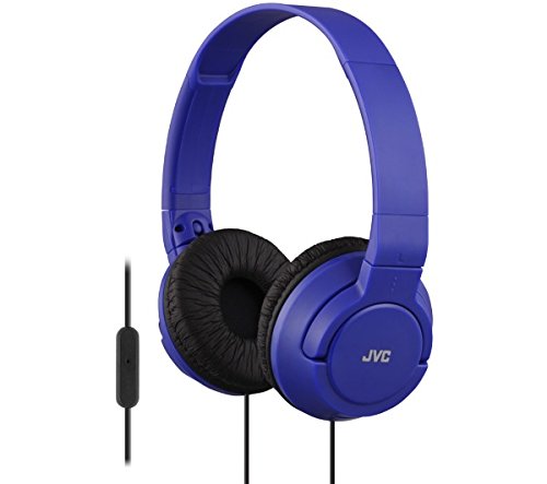 JVC HA-SR185 BLUE Lightweight Powerful Bass Foldable Headphones w/Remote & Mic