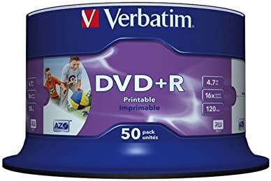 Verbatim 43512 4.7GB 16x Wide Inkjet Printable DVD+R - 50 Pack Spindle