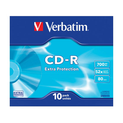 Verbatim CD-R80 Slim Case Pack of 10 CDR Recordable Discs 43415 Blank Media