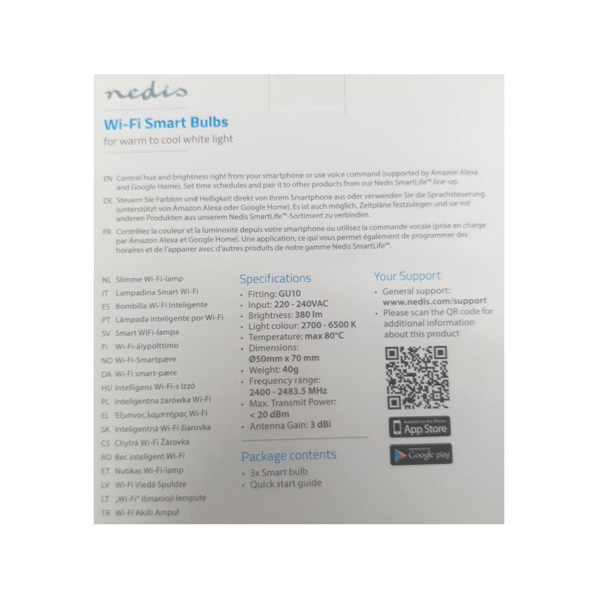 Nedis WIFILW30WTGU10 WiFi Smart LED Bulb