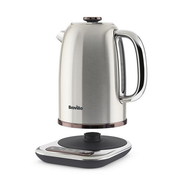 Breville Temperature Select Electric Kettle | 1.7 L | 3kW Fast Boil | Smart Digital Controls | Brushed Nickel I Silver/Grey