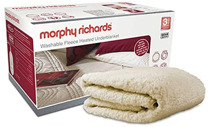 Morphy Richards Washable Heated Underblanket King 4 Heat Settings Dual Control 600014 King Size Electric Blanket White