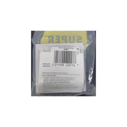 Superswitch SW10 10A 1G Three Pole Fan Switch Pack of 10