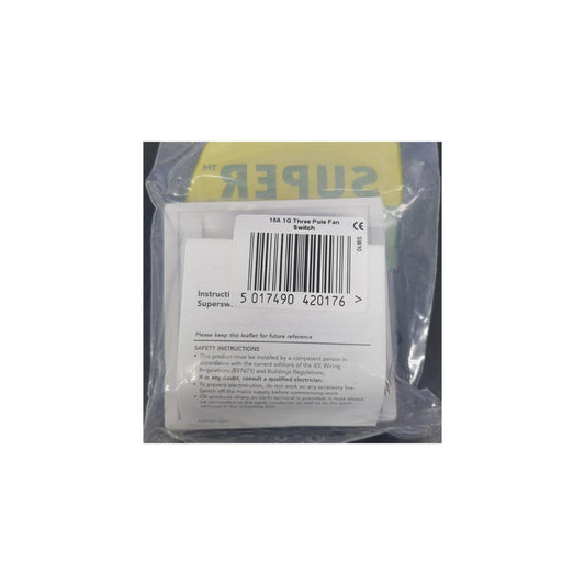 Superswitch SW10 10A 1G Three Pole Fan Switch Pack of 10