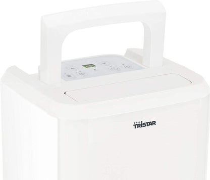 Tristar AC5420BS Portable Dehumidifier, 20 Litre, Suitable for Spaces up to 36 m sq. with 5 Litre Reservoir, Defrost Function, Low Noise - White
