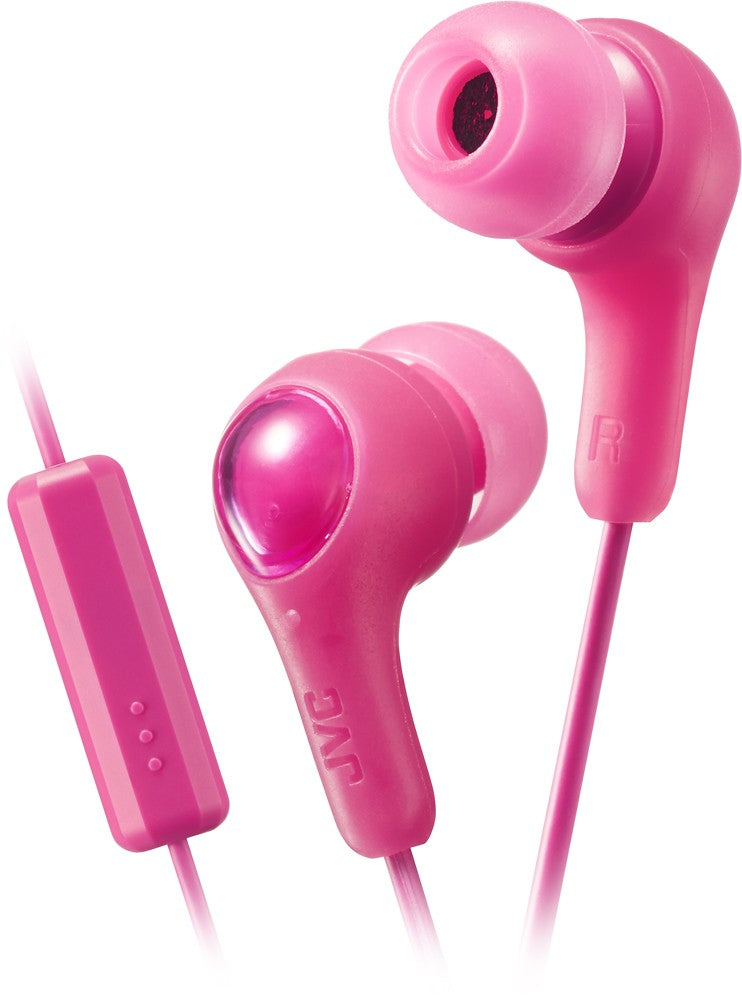 JVC HAFX7MP GUMY Inner Ear Headphones with Remote and Microphone - PINK