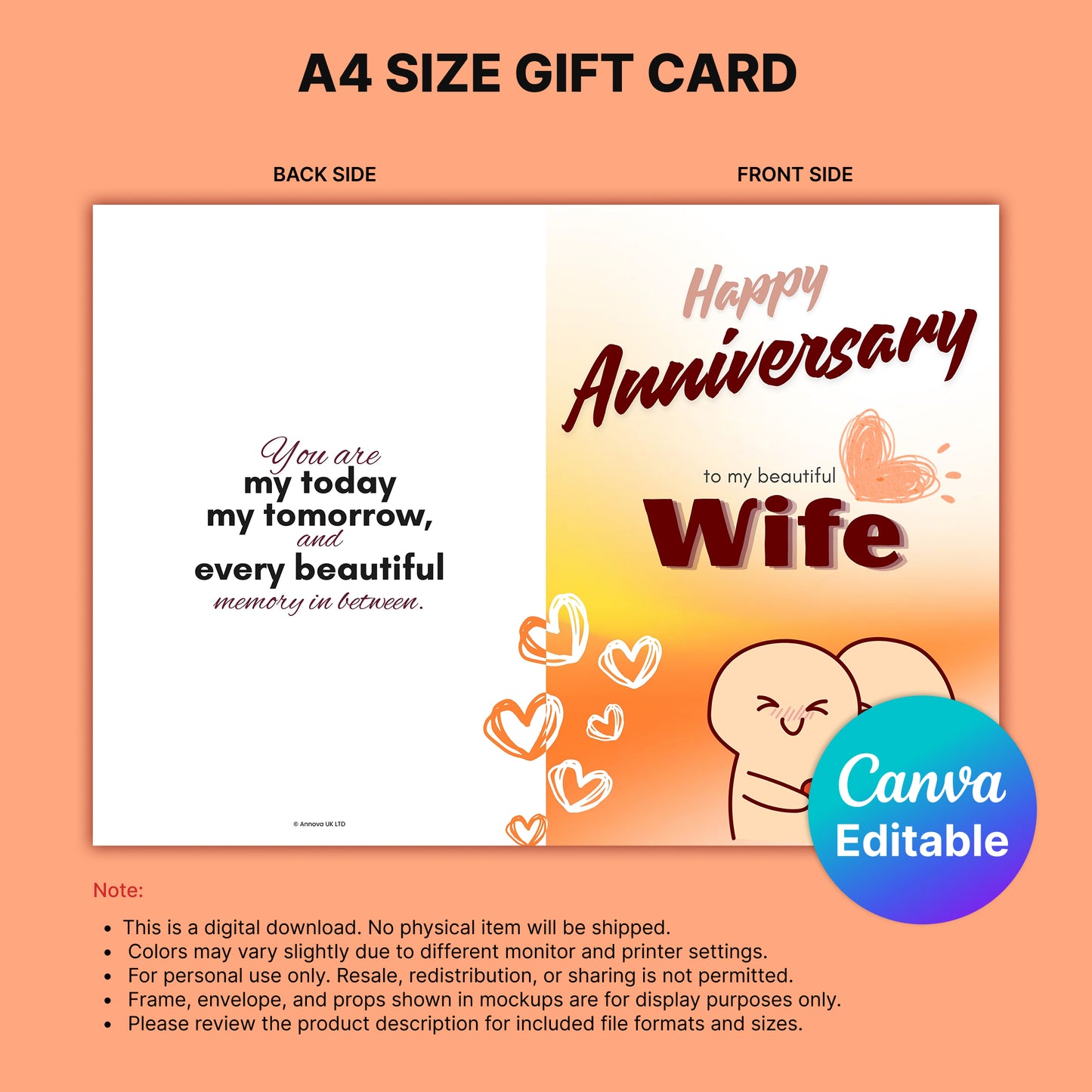 Happy Anniversary Wife Digital Card | My Today My Tomorrow Canva