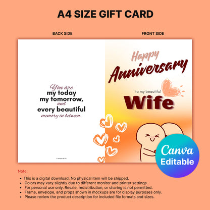 Happy Anniversary Wife Digital Card | My Today My Tomorrow Canva